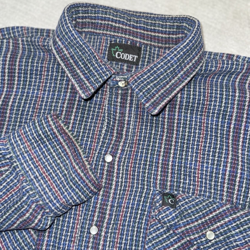 Vintage 90s‎ CODET Mens Heavyweight Plaid Pearl Snap Blanket Flannel Shirt XL